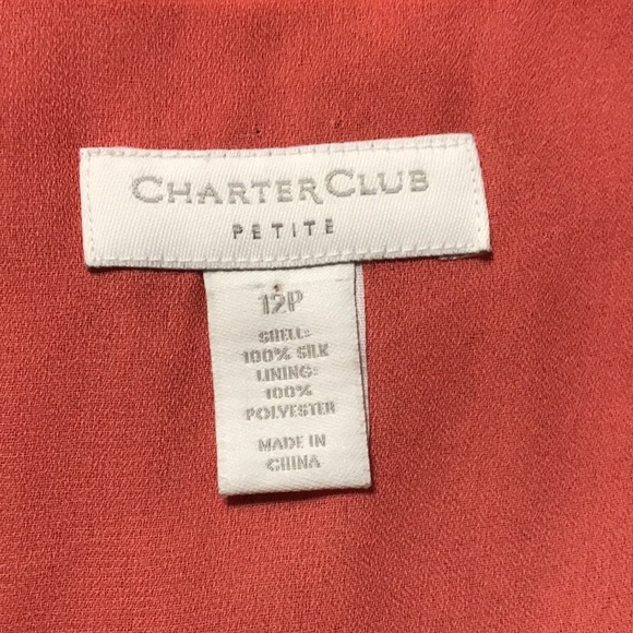 Charter Club Elegant Orange Patterned Sleeveless Silk Dress Size 12P - Picture 7 of 9